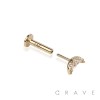 14K Gold PUSHIN LABRET WITH CRESCENT MOON